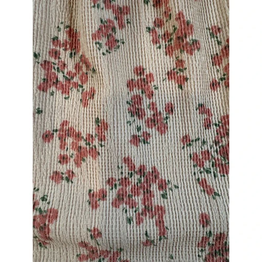 LOFT Women's Large Pink‎ Floral Square Neck Puff Sleeve Blouse Cottage Coquette
